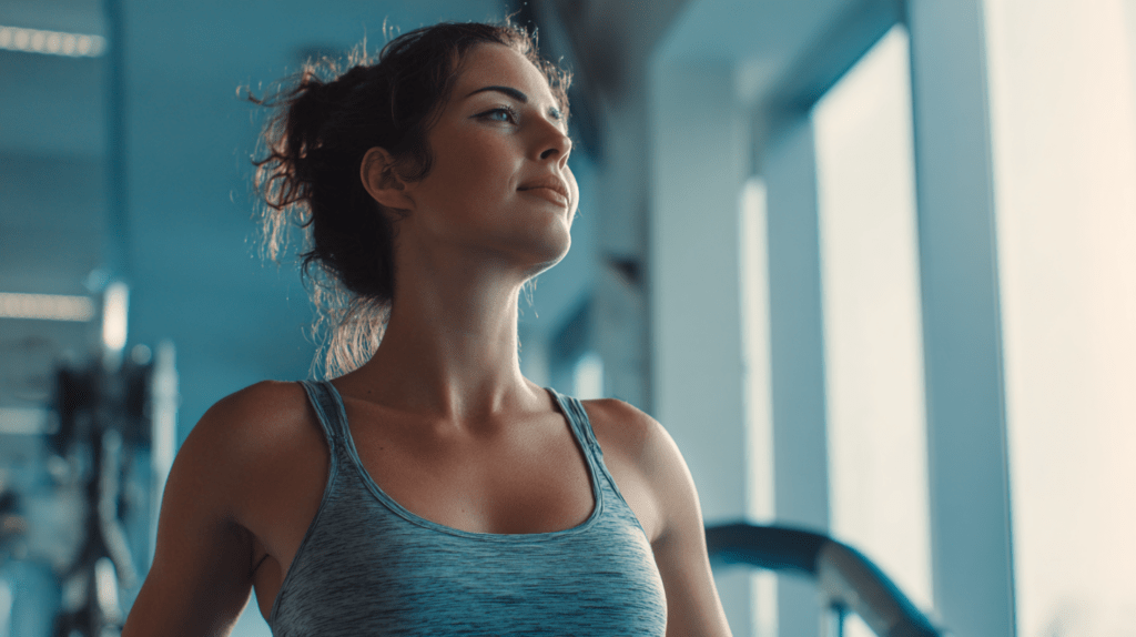 Sporter bereidt zich voor op een personal training in een moderne fitnessruimte.